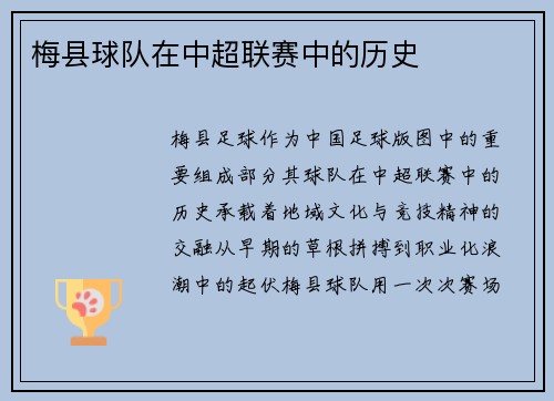 梅县球队在中超联赛中的历史